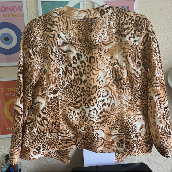 Ruby Rd Ladies 8p Animal Print Summer Light Fashion Button Up Jacket Hamptons - Picture 6 of 6
